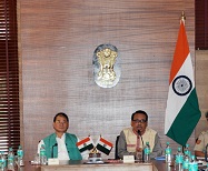 The Governor of Arunachal Pradesh Shri JP Rajkhowa chairing a high level Security Meeting at Raj Bhawan, Itanagar on 1st July 2015 with . Meeting also attended by Chief Minister Shri Nabam Tuki